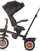 CHIPOLINO Tricicleta pentru copii Marathon Obsidian cu sezut rotativ suport picioare maner reglabil 2 cosulete greutate admisa 25 kg