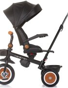 CHIPOLINO Tricicleta pentru copii Marathon Obsidian cu sezut rotativ suport picioare maner reglabil 2 cosulete greutate admisa 25 kg