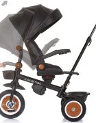 CHIPOLINO Tricicleta pentru copii Marathon Obsidian cu sezut rotativ suport picioare maner reglabil 2 cosulete greutate admisa 25 kg