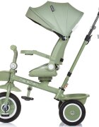 CHIPOLINO Tricicleta pentru copii Marathon Pastel Green cu sezut rotativ suport picioare maner reglabil 2 cosulete greutate admisa 25 kg