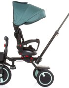 CHIPOLINO Tricicleta pentru copii Quick Fold Aloe pliabila cu sezut reversibil suport pentru picioare maner cu control al directiei spatar reglabil pe spate scaun cu husa moale si frana pe rotile din spate