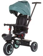 CHIPOLINO Tricicleta pentru copii Quick Fold Aloe pliabila cu sezut reversibil suport pentru picioare maner cu control al directiei spatar reglabil pe spate scaun cu husa moale si frana pe rotile din spate