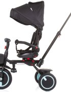 CHIPOLINO Tricicleta pentru copii Quick Fold Ebony pliabila cu sezut reversibil suport pentru picioare maner cu control al directiei spatar reglabil pe spate scaun cu husa moale si frana pe rotile din spate