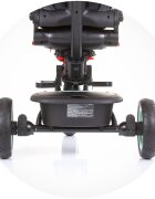 CHIPOLINO Tricicleta pentru copii Quick Fold Ebony pliabila cu sezut reversibil suport pentru picioare maner cu control al directiei spatar reglabil pe spate scaun cu husa moale si frana pe rotile din spate