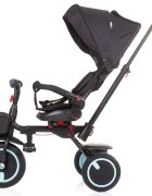 CHIPOLINO Tricicleta pentru copii Quick Fold Ebony pliabila cu sezut reversibil suport pentru picioare maner cu control al directiei spatar reglabil pe spate scaun cu husa moale si frana pe rotile din spate