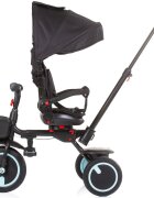 CHIPOLINO Tricicleta pentru copii Quick Fold Ebony pliabila cu sezut reversibil suport pentru picioare maner cu control al directiei spatar reglabil pe spate scaun cu husa moale si frana pe rotile din spate