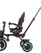 CHIPOLINO Tricicleta pentru copii Quick Fold Ebony pliabila cu sezut reversibil suport pentru picioare maner cu control al directiei spatar reglabil pe spate scaun cu husa moale si frana pe rotile din spate