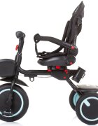 CHIPOLINO Tricicleta pentru copii Quick Fold Ebony pliabila cu sezut reversibil suport pentru picioare maner cu control al directiei spatar reglabil pe spate scaun cu husa moale si frana pe rotile din spate
