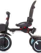 CHIPOLINO Tricicleta pentru copii Quick Fold Ebony pliabila cu sezut reversibil suport pentru picioare maner cu control al directiei spatar reglabil pe spate scaun cu husa moale si frana pe rotile din spate