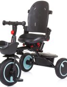 CHIPOLINO Tricicleta pentru copii Quick Fold Ebony pliabila cu sezut reversibil suport pentru picioare maner cu control al directiei spatar reglabil pe spate scaun cu husa moale si frana pe rotile din spate