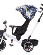 CHIPOLINO Tricicleta pentru copii Smart Black white cu sezut reversibil maner cu control al directiei tavita detasabila copertina XXL cos pentru cumparaturi suport pentru sticla de la 1 an pana la 25 kg