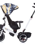 CHIPOLINO Tricicleta pentru copii Smart Black white cu sezut reversibil maner cu control al directiei tavita detasabila copertina XXL cos pentru cumparaturi suport pentru sticla de la 1 an pana la 25 kg
