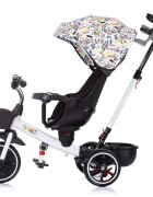 CHIPOLINO Tricicleta pentru copii Smart White cu sezut reversibil maner cu control al directiei tavita detasabila copertina XXL cos pentru cumparaturi suport pentru sticla de la 1 an pana la 25 kg