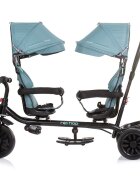 CHIPOLINO Tricicleta pentru gemeni Hip Hop Aloe cu sezut rotativ 360 grade suporturi pentru picioare bara de protectie cosulete