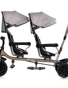 CHIPOLINO Tricicleta pentru gemeni Hip Hop Latte cu sezut rotativ 360 grade suporturi pentru picioare bara de protectie cosulete
