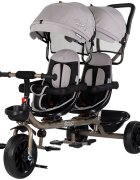 CHIPOLINO Tricicleta pentru gemeni Hip Hop Latte cu sezut rotativ 360 grade suporturi pentru picioare bara de protectie cosulete