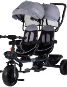 CHIPOLINO Tricicleta pentru gemeni Hip Hop Platinum cu sezut rotativ 360 grade suporturi pentru picioare bara de protectie cosulete