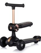 CHIPOLINO Trotineta pentru copii Bloomi black cu sezut 3 roti cu lumini ghidon reglabil greutate admisa 50 kg