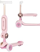 CHIPOLINO Trotineta pentru copii Bloomi pink cu sezut 3 roti cu lumini ghidon reglabil greutate admisa 50 kg