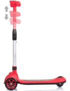 CHIPOLINO Trotineta pliabila Orbit Red cadru din aluminiu ghidon reglabil baza anti-alunecare roti cu lumini greutate admisa 50 kg