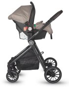 COCCOLLE Carucior 3in1 cu landou transformabil Ago Cadru aluminiu Pliabil Roti cauciuc Piesa reversibila Copertina XXL Husa picioruse si ploaie Plasa insecte Suport biberon Salteluta landou Scoica auto certificata R