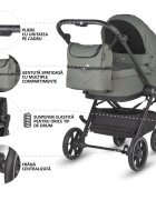 COCCOLLE Carucior modular 2 in 1 Serry Moss Green + Scoica auto iSize Knox Black