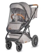 COCCOLLE Carucior modular 2in1 Nessia certificat EN1881-2-2018 pana la 22 kg Roti mari de cauciuc cu suspensie Piesa reversibila Landou cu saltea anti-reflux Copertina XXL cu protectie UV 50+ Maner telescopic Pliere com