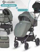COCCOLLE Carucior modular 4 in 1 pentru copii Serry Moss Green cu Scoica auto iSize Knox Black si Baza isofix iSize Knox