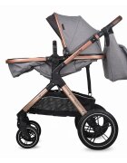COCCOLLE Carucior pentru copii Melora Moonlit Grey 3 in 1 Transformabil Reversibil Cadru din aluminiu Pliere compacta Maner ajustabil Spatar reglabil si Accesorii incluse