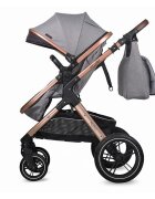 COCCOLLE Carucior pentru copii Melora Moonlit Grey 3 in 1 Transformabil Reversibil Cadru din aluminiu Pliere compacta Maner ajustabil Spatar reglabil si Accesorii incluse