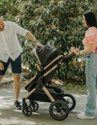 COCCOLLE Carucior pentru copii Melora Moonlit Grey 3 in 1 Transformabil Reversibil Cadru din aluminiu Pliere compacta Maner ajustabil Spatar reglabil si Accesorii incluse