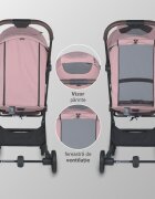 COCCOLLE Carucior sport autofold Melia Blush Rose cadru aluminiu anodizat Copertina XXL cu protectie UV 50+ pozitie verticala dupa pliere certificat pana la 22 kg