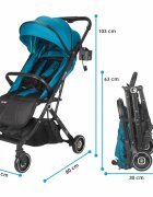 COCCOLLE Carucior sport tip troller Alla Pliere cu o singura mana Cadru aluminiu Copertina cu parasolar si sectiune mesh Spatar reglabil Cos cumparaturi Bara protectie Centuri in 5 puncte Suport pahar Greutate 5.6 kg