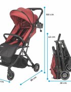 COCCOLLE Carucior sport tip troller Alla Pliere cu o singura mana Cadru aluminiu Copertina cu parasolar si sectiune mesh Spatar reglabil Cos cumparaturi Bara protectie Centuri in 5 puncte Suport pahar Greutate 5.6 kg