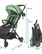 COCCOLLE Carucior sport tip troller Alla Pliere cu o singura mana Cadru aluminiu Copertina cu parasolar si sectiune mesh Spatar reglabil Cos cumparaturi Bara protectie Centuri in 5 puncte Suport pahar Greutate 5.6 kg