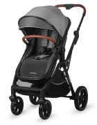 COCCOLLE Carucior transformabil 3in1 Amani Anthracite iSize Cadru aluminiu Roti mari din cauciuc plin Suspensie Husa de picioruse Husa Ploaie Plasa insecte Copertina XXL Fante de ventilatie Piesa reversibila