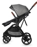 COCCOLLE Carucior transformabil 3in1 Amani Anthracite iSize Cadru aluminiu Roti mari din cauciuc plin Suspensie Husa de picioruse Husa Ploaie Plasa insecte Copertina XXL Fante de ventilatie Piesa reversibila