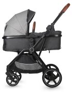 COCCOLLE Carucior transformabil 3in1 Amani Anthracite iSize Cadru aluminiu Roti mari din cauciuc plin Suspensie Husa de picioruse Husa Ploaie Plasa insecte Copertina XXL Fante de ventilatie Piesa reversibila