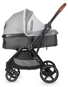 COCCOLLE Carucior transformabil 3in1 Amani Anthracite iSize Cadru aluminiu Roti mari din cauciuc plin Suspensie Husa de picioruse Husa Ploaie Plasa insecte Copertina XXL Fante de ventilatie Piesa reversibila