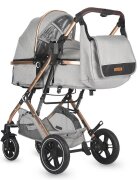 COCCOLLE Carucior ultracompact 3in1 Ravello cu scoica iSize si landou transformabil Piesa reversibila Cadru aluminiu anodizat Copertina cu protectie UV Roti aliaj PU fara pana Geanta Husa ploaie Plasa insecte Suport b