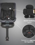 COCCOLLE Scaun auto iSize 40-150 cm Ario Anthracite cu sistem isofix picior de fixare rotatie 360