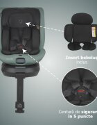 COCCOLLE Scaun auto iSize 40-150 cm Ario Forest Sage cu sistem isofix picior de fixare rotatie 360
