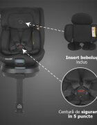 COCCOLLE Scaun auto iSize 40-150 cm Ario Midnight Black cu sistem isofix picior de fixare rotatie 360