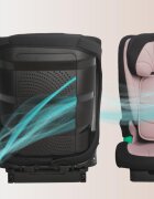 COCCOLLE Scaun auto iSize Isofix Eris 100-150 cm Tetiera si spatar reglabile Pozitie somn junior Cotiere confortabile Omologat R129 Bare isofix reglabile Dessert Rose
