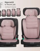 COCCOLLE Scaun auto iSize Isofix Eris 100-150 cm Tetiera si spatar reglabile Pozitie somn junior Cotiere confortabile Omologat R129 Bare isofix reglabile Dessert Rose