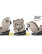 COCCOLLE Scaun auto rotativ cu Isofix Nova iSize 40-150 cm 0-12 ani omologat R129 Top Tether Insert nou nascut Tetiera reglabila Protectie impact lateral Pozitie de somn Sand Beige