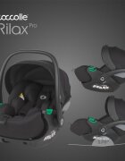 COCCOLLE Scoica auto iSize Rilax Black cu baza isofix rotativa 360 tetiera reglabila