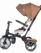 COCCOLLE Tricicleta pentru copii Modi+ Maro multifunctionala spatar cu pozitie de somn sezut reversibil suport pentru picioare ghidon rabatabil