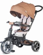 COCCOLLE Tricicleta pentru copii Modi+ Maro multifunctionala spatar cu pozitie de somn sezut reversibil suport pentru picioare ghidon rabatabil