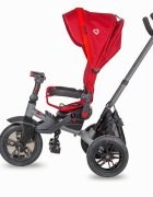 COCCOLLE Tricicleta pentru copii Pianti Ruby Red multifunctionala cu roti din cauciuc gonflabil sezut moale si ajustabil cu sistem de rotire 360 grade 2 tipuri de suporti de picioare si saculet jucarii